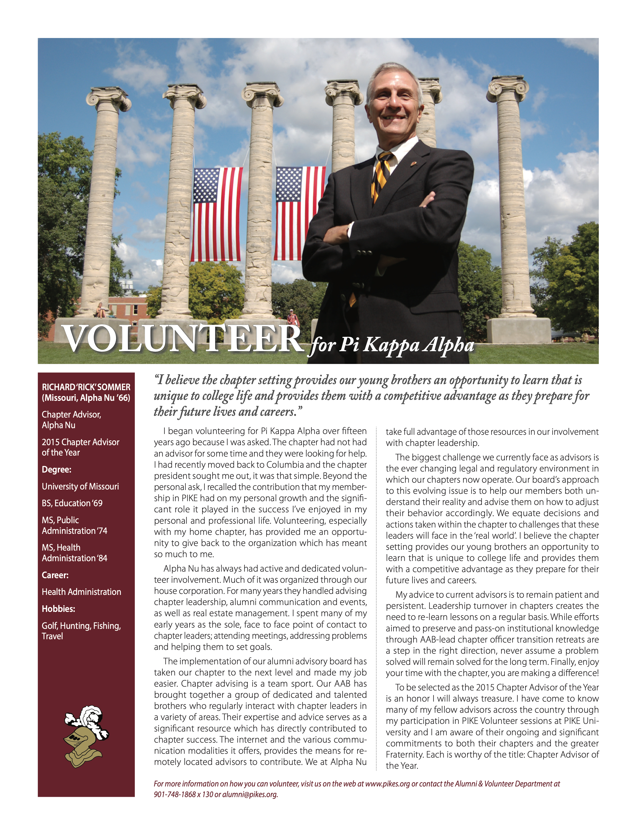 Volunteer for Pi Kappa Alpha, Autumn 2015